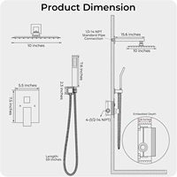Juego de grifería de ducha negra de pared con rociador de lluvia y de mano, válvula de equilibrio de presión, mezclador oculto de 10 pulgadas