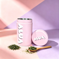 Boîte à thé vintage de 200g de qualité alimentaire en gros, hermétique à double couvercle, pour café en grains, poudre ou thé matcha, finition rose mat