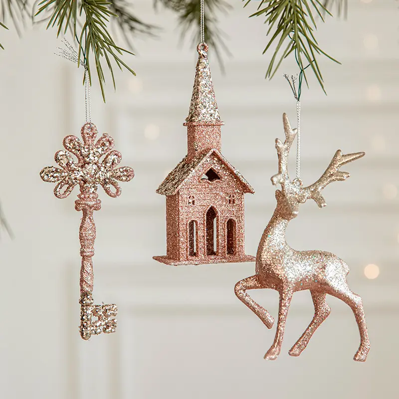 Pink Deer House Tree Lustige Weihnachts verzierung Dekorationen Weihnachts baum hängende Anhänger Santa Ornament