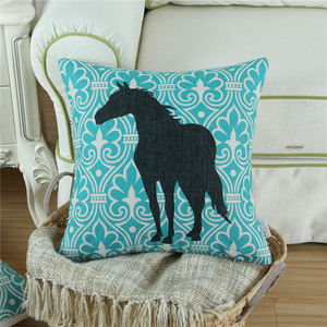 Style européen 45x45 taie d'oreiller carrée imprimée de cheval personnalisée housse de coussin en coton et lin pour un usage domestique - Product Image 2