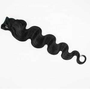 Extension de queue de cheval en cheveux humains naturels non traités, 100g, queue de cheval complète, cheveux brésiliens, queue de cheval à clip, 22 pouces, couleurs noir et brun - Product Image 4