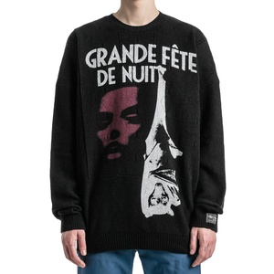 Pullover Tiri in maglia su misura maglione Super grande cotone cotone ampio girocollo abbigliamento sportivo con Logo Jacquard stampato cinturino della camicia - Product Image 2