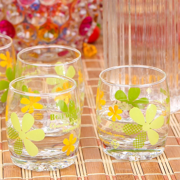 Blumen-Trinkgläser-Set mit 6 Stück Günstige Glasbecher mit Logoaufdruck 200ml Individuelle Wassergläser| Alibaba.com