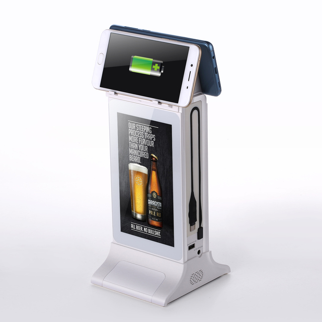 FYD-835SD Dual 7 Inch Touch Screen Wifi Portable Table Advertising Wireless Mobile Phone Charging 20000mah Power Bank Station