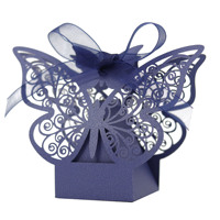 Boîte à bonbons en papier couché YZ pour enfants, motif papillon estampé, pour Communion, Baptême, Mariage, Anniversaires - Boîte cadeau recyclable