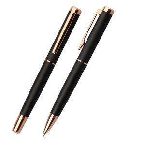 Bolígrafo negro mate de lujo de oro rosa, bolígrafos de punta redonda, bolígrafo personalizado - Product Image 2