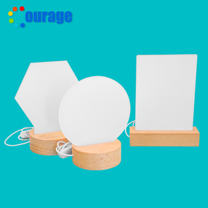 Bán buôn New Arrival LED ánh sáng thăng hoa khoảng trống Acrylic vòng trái tim hình chữ nhật hình lục giác khung ảnh với đứng bằng gỗ - Product Image 3