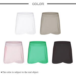 Falda Deportiva Plisada de Tenis y Golf para Mujer de Verano en Color Sólido con Bolsillos Pantalones Cortos Tipo Leggings Elásticos 2 en 1 para Correr - Product Image 3