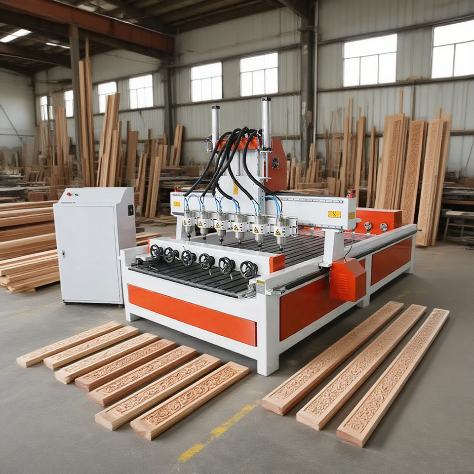 Wide Cnc Router Factory - Customized 6 - Head 3D CNC Router (4x8/1325, 4th Axis): Easy ...