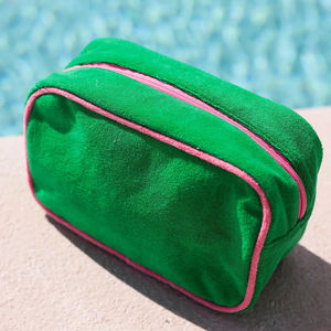 Pochette de maquillage en tissu éponge brodée personnalisée avec fermeture éclair, sac de voyage, rangement extérieur, serviette de plage, sac à cosmétiques, sac à main - Product Image 3