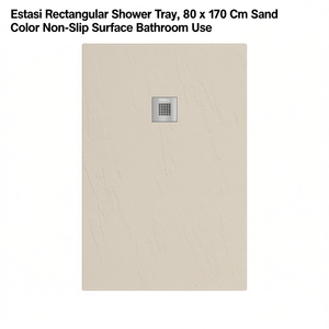 Receveur de douche rectangulaire Estasi 80 x 170 cm couleur sable surface antidérapante pour salle de bain - Product Image 3