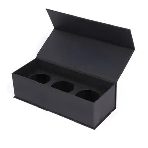 Scatola di candela magnetica nera personalizzata scatola regalo di lusso in cartone scatola di candela magnetica con supporto interno