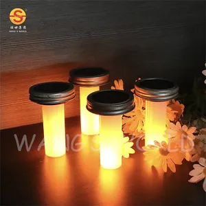 Manufacturer Outdoor Decorative Light Solar Mason Jar Lid Fairy Lights With Flame Effect