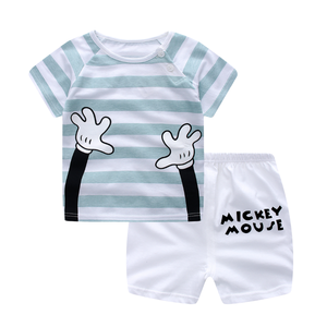 Conjunto de Ropa Casual de Verano para Niños, 100% Algodón, Estampado de Letras, Mangas Cortas Deportivas, Patrón de Dibujos Animados - Product Image 4