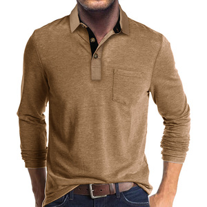 Camisa de Manga Larga para Hombre <span class=keywords><strong>con</strong></span> Solapa, Mezcla de Algodón que Absorbe la Humedad, Diseño Liso, para Otoño e Invierno - Product Image 4