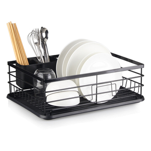 Metal Wire dish drying rack single layer dish draining rack with plastic board