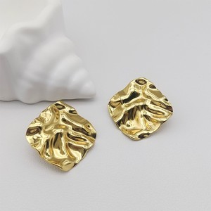 Orecchini a polsino con superficie irregolare, forme non uniformi, nuovi orecchini estivi, anelli martellati da donna che non si ossidano, gioielli alla moda da donna - Product Image 5