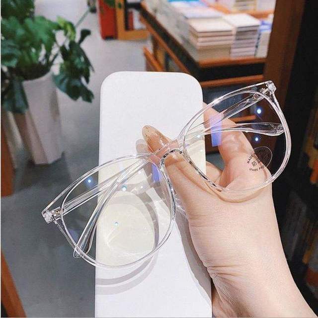 Women's Anti-Blue Light Retro Black Square Transparent Full Frame Eyeglass Frames Simple Comfortable Flat Fashion Optical