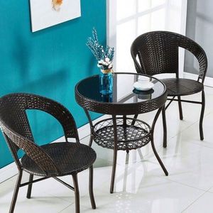 Outdoor Wicker Table and Chairs <strong>Grey</strong> PE Rattan 3 Piece <strong>Bistro</strong> <strong>Set</strong> Factory Wholesale - Product Image 4