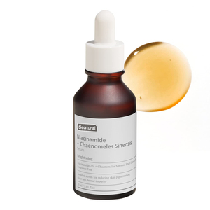 Etiqueta privada Niacinamida natural <span class=keywords><strong>Chaenomeles</strong></span> Sinensis Suero de frutas Cuidado de la piel para las manchas oscuras Reducir el aceite Suavizante DE LA PIEL - Product Image 1