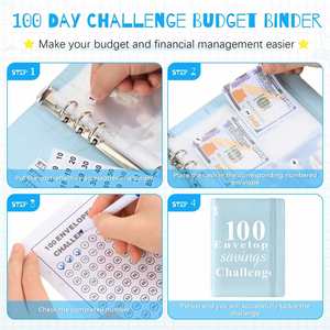 <b>A5</b> Leather <b>Spiral</b> Binding 100 Days Envelopes Money Saving Challenge Book Budget Planner Customized Logo BSCI Certified Save - Product Image 4