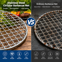 Grille de barbecue ronde en acier inoxydable légère et personnalisée avec poignée pour camping, randonnée et cuisson au charbon de bois