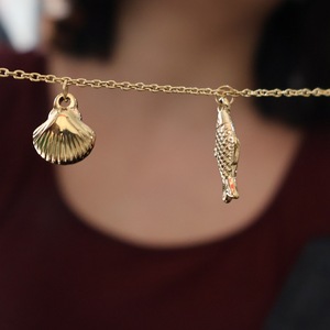 Collier pendentif en perles de coquillage de la série océanique transfrontalière d'été plaqué or 18 carats pour femmes chaîne de clavicule pour cadeaux minimalistes - Product Image 4