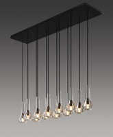 Yihao Fontenay Contemporain Linéaire En Laiton Suspension Lampe Hauteur Réglable E12 Ampoule Base 3000K 4000K pour Ovale Pendentif Lustre