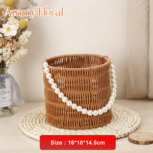 AM-GPA62アンミーラタン織りバスケットラウンドギフトボックスホームデコレーションエレガントな花のプレゼント誕生日プレゼント - Product Image 6