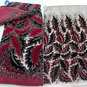 Sinya 5 Yards Thêu Sequins Ren Vải Đẹp Pháp Lưới Đính Cườm Nhung Ren Cho Phụ Nữ Ăn Mặc - Product Image 3