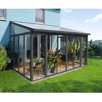 Maison de Porche Moderne Étanche 3 Saisons avec Véranda Préfabriquée en Verre sur Terrasse Attachée à la Maison
