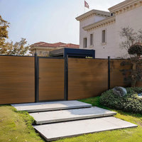 Clôture extérieure en WPC avec dessus en treillis, anti-UV, résistante aux intempéries, cadre en aluminium thermolaqué, pour clôture de villa, jardin latéral, ou limite de terrain
