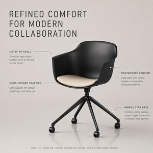 <span class=keywords><strong>Chaise</strong></span> <span class=keywords><strong>de</strong></span> <span class=keywords><strong>bureau</strong></span> ATWOKA Nordic Minimalist PP Shell - Siège <span class=keywords><strong>de</strong></span> réunion design moderne avec coussin rembourré pour <span class=keywords><strong>bureau</strong></span> collaboratif - Product Image 4