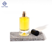 Botella de Perfume Cilíndrica con Base de Montaña Nevada, 30ml/50ml/100ml, Vidrio Transparente, Tapa de Madera de Fresno, 100 Unidades