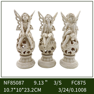 Set <span class=keywords><strong>di</strong></span> Statue da Giardino in Resina Effetto Pietra Anticata Resistente alle Intemperie <span class=keywords><strong>con</strong></span> <span class=keywords><strong>Ali</strong></span> <span class=keywords><strong>di</strong></span> <span class=keywords><strong>Farfalla</strong></span> per Decorazioni Esterne - Product Image 2