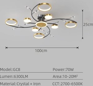 Phòng ăn hiện đại phòng ngủ phòng khách nghiên cứu Vòng gác xép nhà bếp trong nhà đèn trần pha lê - Product Image 2