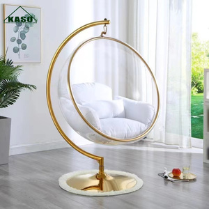 Ghế đu quay ngoài trời hiện đại bằng kính acrylic trong suốt, chất liệu sợi thủy tinh, kiểu dáng bong bóng, có chức năng xoay, chân đế bằng kim loại - Product Image 2