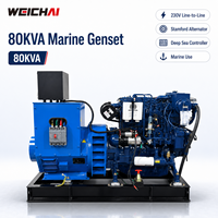 Groupe électrogène marin Weichai 80 KVA 230 V avec alternateur Stamford et contrôleur Deep Sea, générateur diesel pour bateau