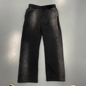 Pantalones de chándal de algodón de rizo francés con estampado de logotipo personalizado de diseño vintage desteñido al sol pantalones de chándal de lavado ácido de gran tamaño para hombre
