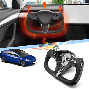 Volant en <span class=keywords><strong>Alcantara</strong></span> Aroham et fibre de carbone mate pour <span class=keywords><strong>Tesla</strong></span> Model S Model 3 2017 2018 2019 2020 2021 - Product Image 4