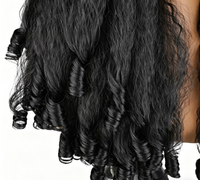 Perruque HAIRCUBE en cheveux synthétiques résistants à la chaleur, effet naturel ondulé, lisse africain, avec bandeau élastique, couleur noire, haute température, photo réelle