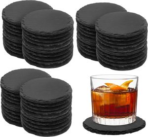 Round square Slate <b>Coasters</b> with Natural Edges Elegant Mats & Pads for Laser Engrave Blanks - Product Image 1
