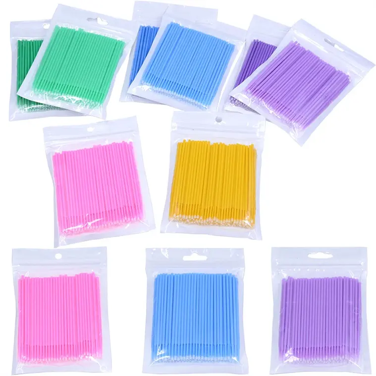 100 unids/bolsa colorido desechable Mini cepillo extensión de pestañas hisopos a granel injerto pestañas limpieza herramienta de maquillaje hisopo palos de algodón