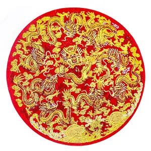 مخصص عالية الجودة كبيرة الحجم الأحمر الذهب مختلط اللون الصينية التنين شارة مطرّزة ديي الملابس الملحقات