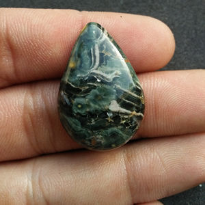 Lot de pierres précieuses en jaspe océanique 100 % naturel de qualité supérieure, taille poire, cabochons lâches, formes et tailles variées, pour la fabrication de bijoux - Product Image 1