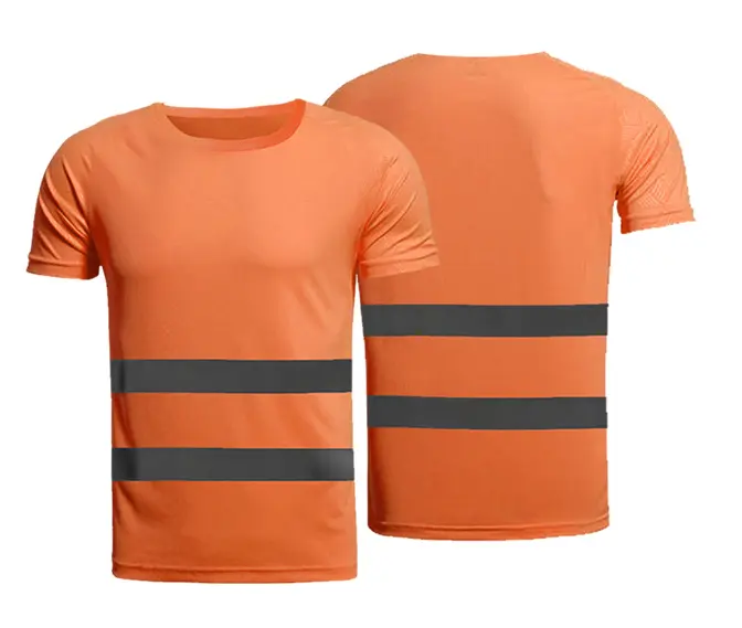 Camiseta curta refletiva de alta visibilidade, fluorescente, amarelo, laranja, respirável, refletor, trabalho ao ar livre, segurança, unissex