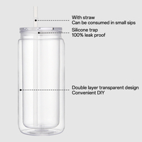Gobelets en plastique personnalisés sans BPA, type globe à neige, réutilisables, pour sublimation, avec couvercles et pailles, pour enfants