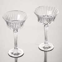 Verre à pied haut de luxe vintage à motif losanges, capacité 210 ml, réutilisable, pour desserts glacés et cocktails