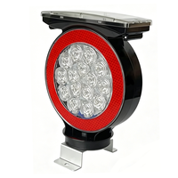 Balise d'avertissement solaire ronde d'usine, clignotement synchrone GPS, lumière d'avertissement de barrière routière bicolore rouge et blanc