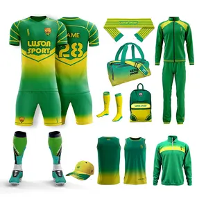 Luson Mens Custom Green Football Jerseys Design Shirts Sublimation Youth Uniforms Futbol Kit Soccer Jersey